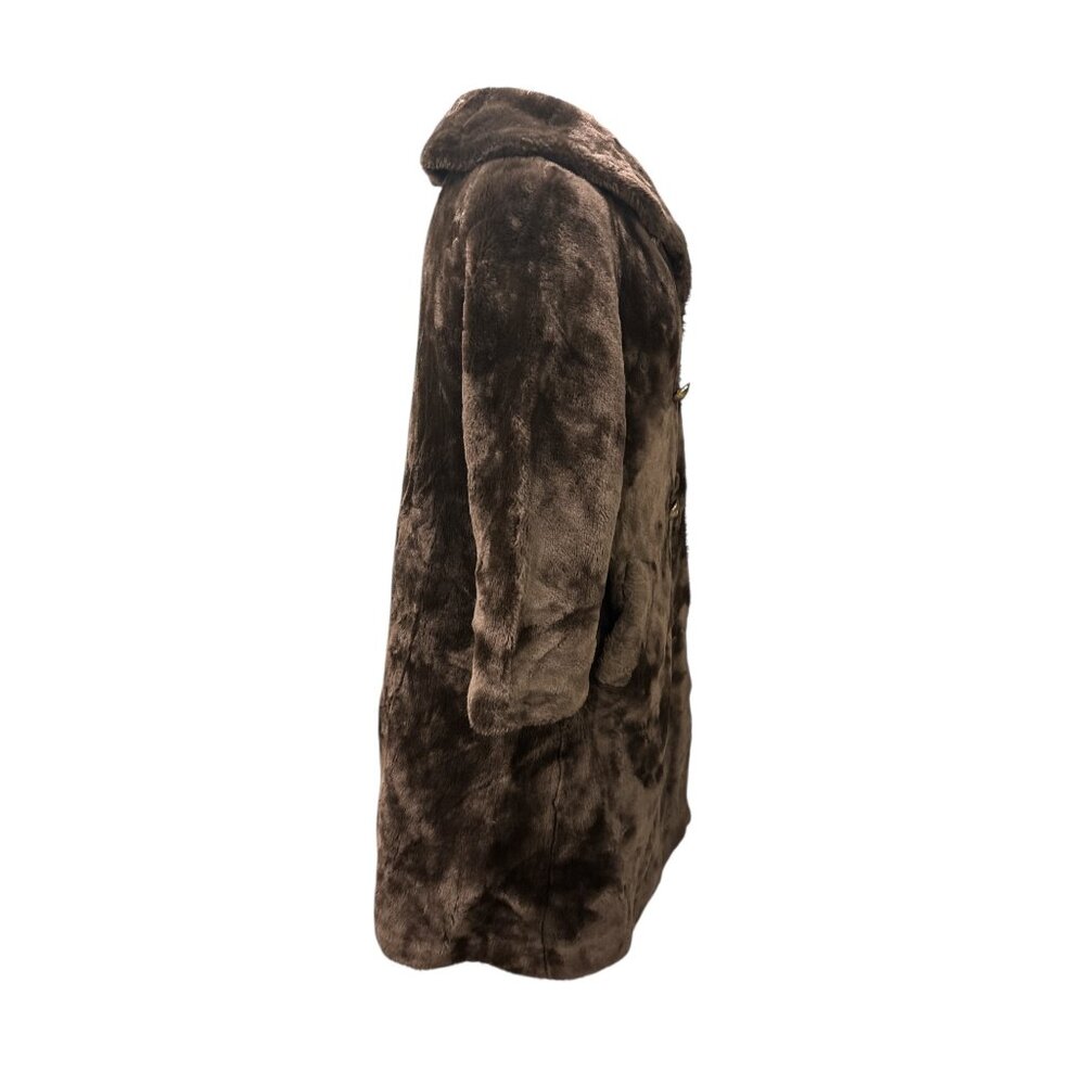 Vintage NORBA Brown Faux Fur Long Women’s Medium Large Statement Winter Coat - Picture 6 of 14